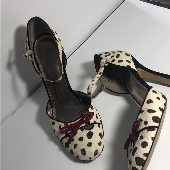 Cow Print Pony Hair Maryjane Heels - Picture 2 of 8